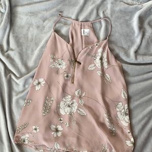 Express pink floral zip tank